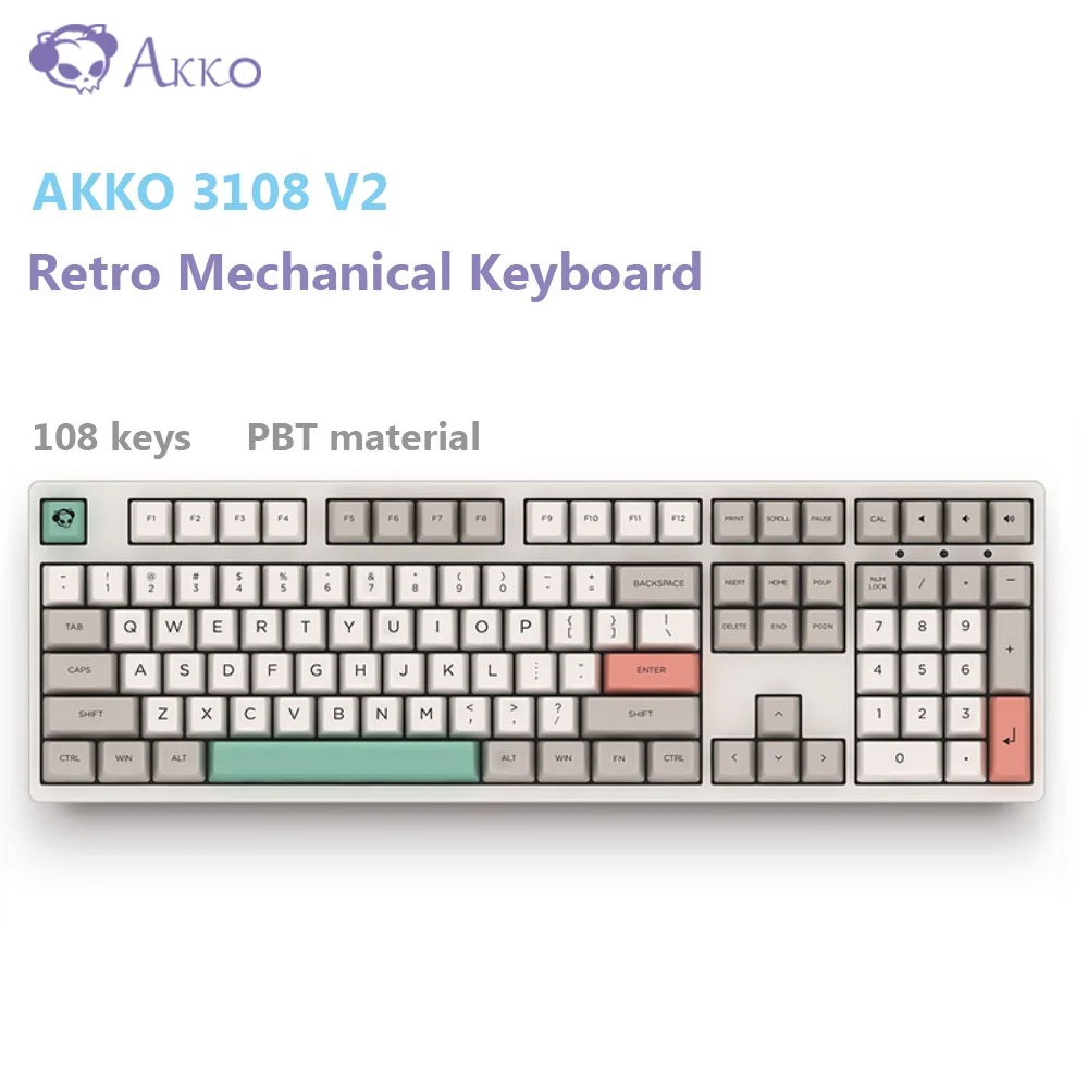 AKKO 3108 V2 9009 ретро Механическая клавиатура 108 клавиш USB проводной тип c компьютерный