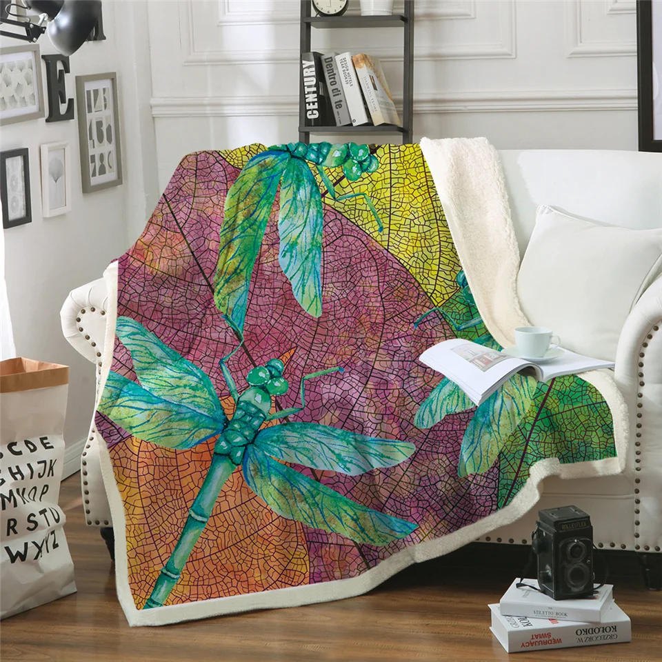 Прямая поставка одеяло с рисунком стрекозы мандалы шерпы красочное покрывало в