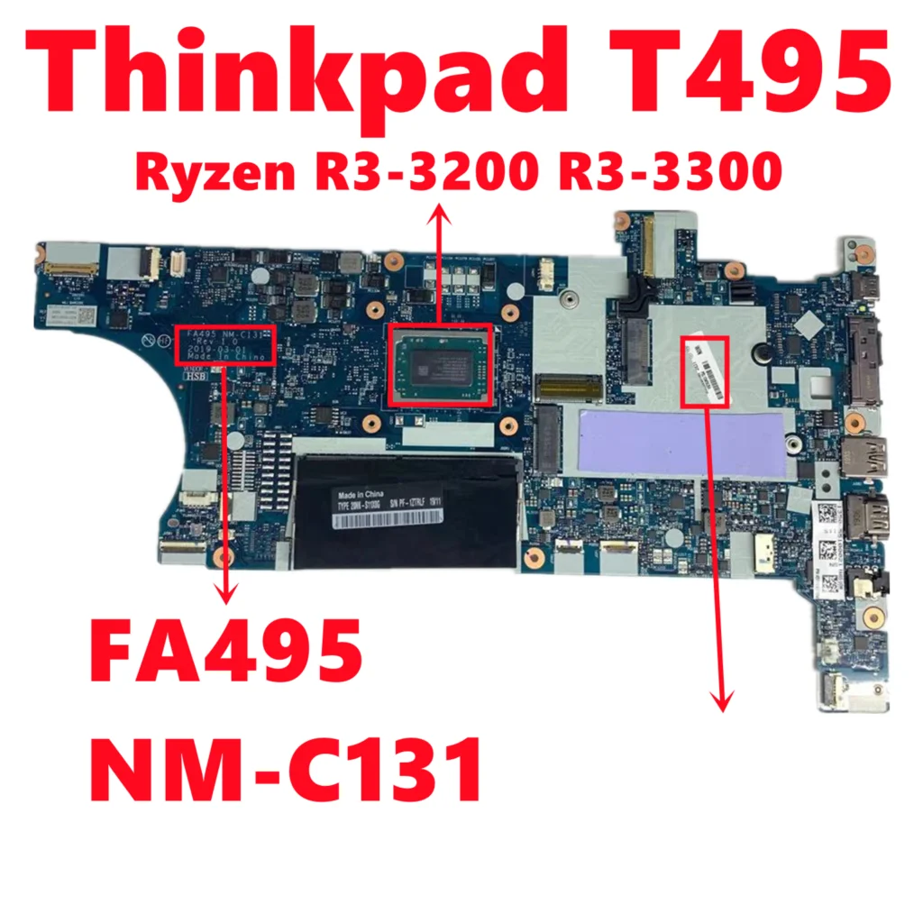 

FA495 NM-C131 Mainboard For Lenovo Thinkpad T495 Laptop motherboard With Ryzen R3-3200 R3-3300 CPU 8GB-RAM DDR4 Fully Tested OK