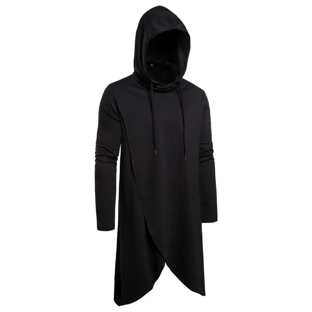 Мужская Длинная толстовка в стиле хип-хоп винтажная тонкая с капюшоном