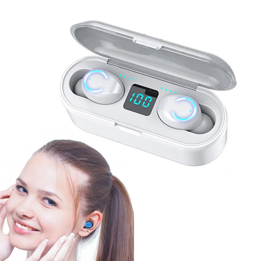 

New Hot Wireless Wireless Earphones Bluetooth 5.0 9D HiFi Stereo Sports Waterproof Earbuds Headphones with Mics Charging Case
