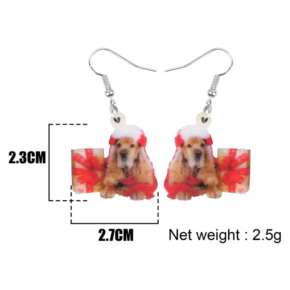 Bonsny акриловые рождественские серьги в виде кокер-спаниеля с собакой подарочной