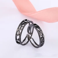 couple rings fashion simple black hollow geometry lovers rings wedding band engagement ring cocktail party jewelry bridal gifts