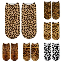 creative 3d printed animal skin cotton socks leopard zebra skin funny unisex low ankle crew socks sports breathable elastic sock