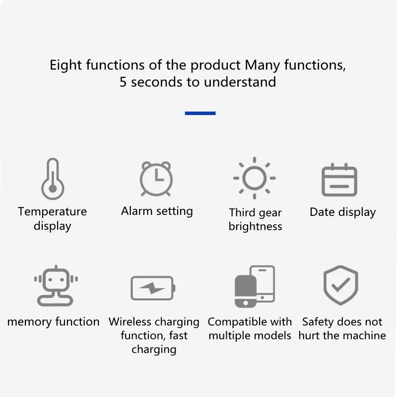 

Wireless Charger Temperature Alarm Clock Wireless Charging For iPhone12 Mini Pro Xiaomi Bluetooth Headset Multi-Function Charger