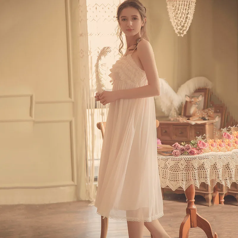 

Nightdresses for Women Nightie Nightwear Women Honeymoon Night Dress Medieval Woman Princess Nightgown Sleeveless Nightgown