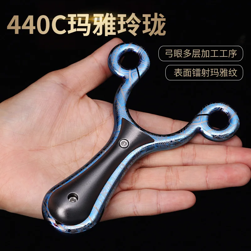 Tirachinas tradicional de acero inoxidable 440C, tirachinas de cuero plano, exquisita catapulta deportiva potente de alta precisi&oacute;n para exteriores, nueva calidad-1