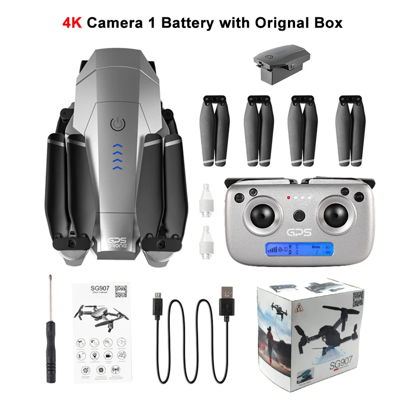SG907 4K 1B BX SG907 GPS Drone с 4K HD Регулировочная камера Широкоугольный 5G WIFI FPV RC Quadcopter Профессиональные складные дроны E520S E58 - Цвет: SG907 4K 1B BX