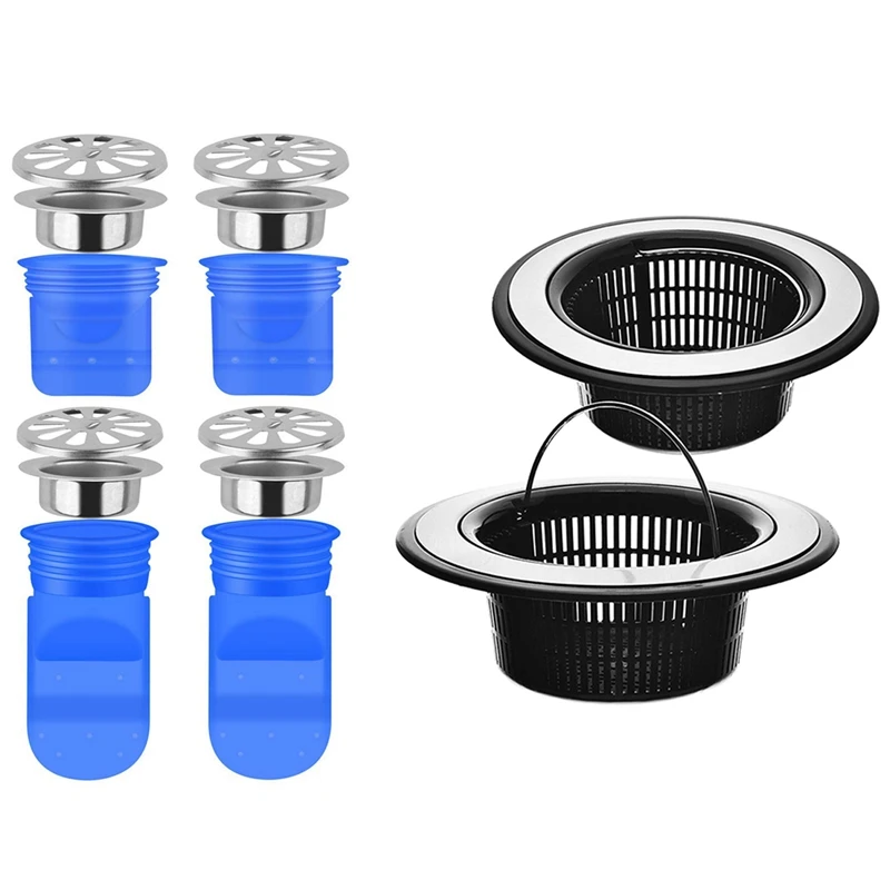 

4 Pack Drain Backflow Preventer, One Way Valve with 2 Pack - Kitchen Sink Drain Basket Strainer Food Catcher
