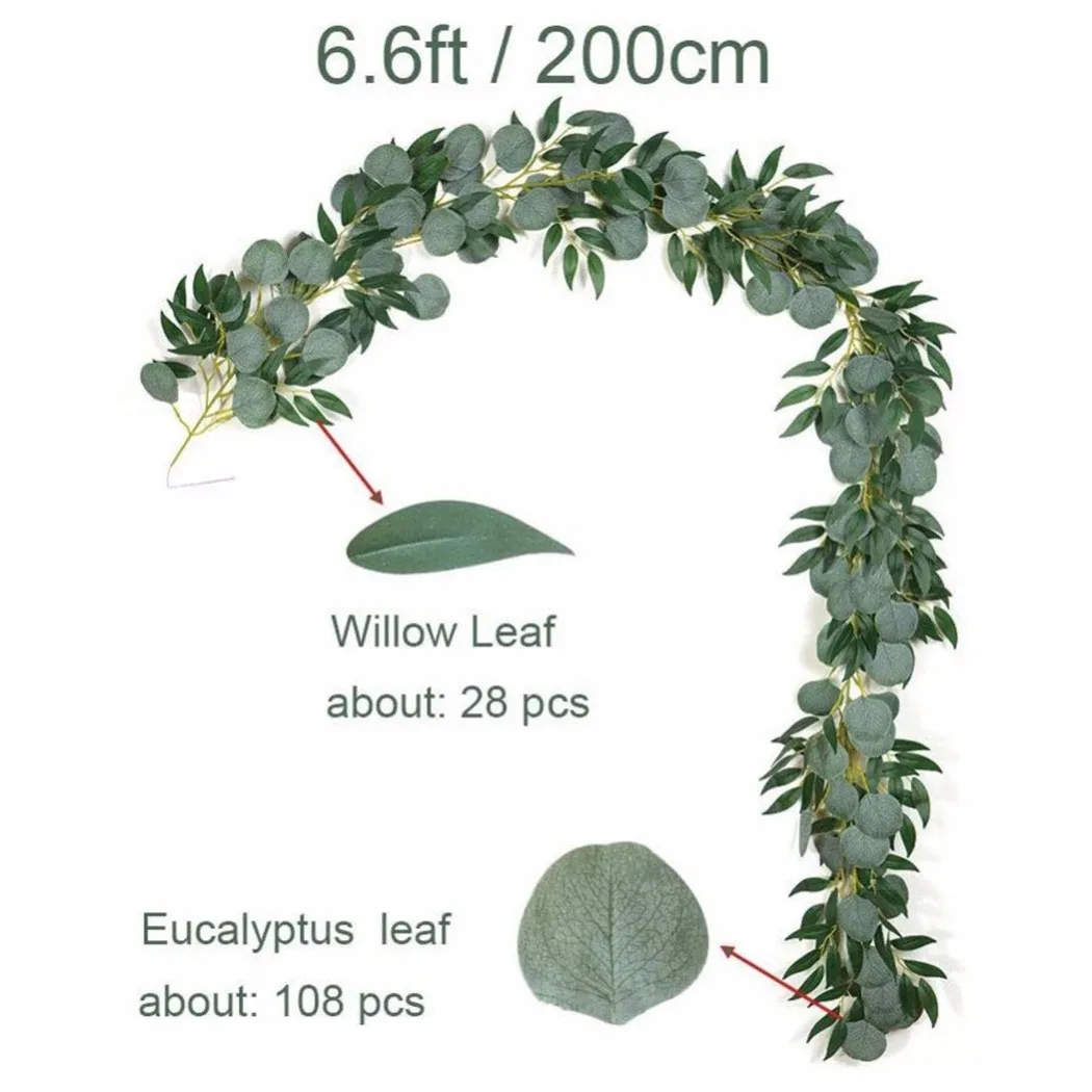 

Balcony Artificial Eucalyptus Garland For Wedding Fake Eucalyptus Leaves Grey Green