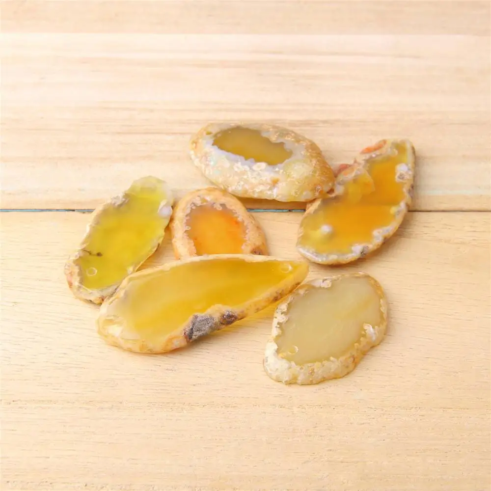 Желтые натуральные Агаты ломтик кулон друзы изготовление поиск ювелирных