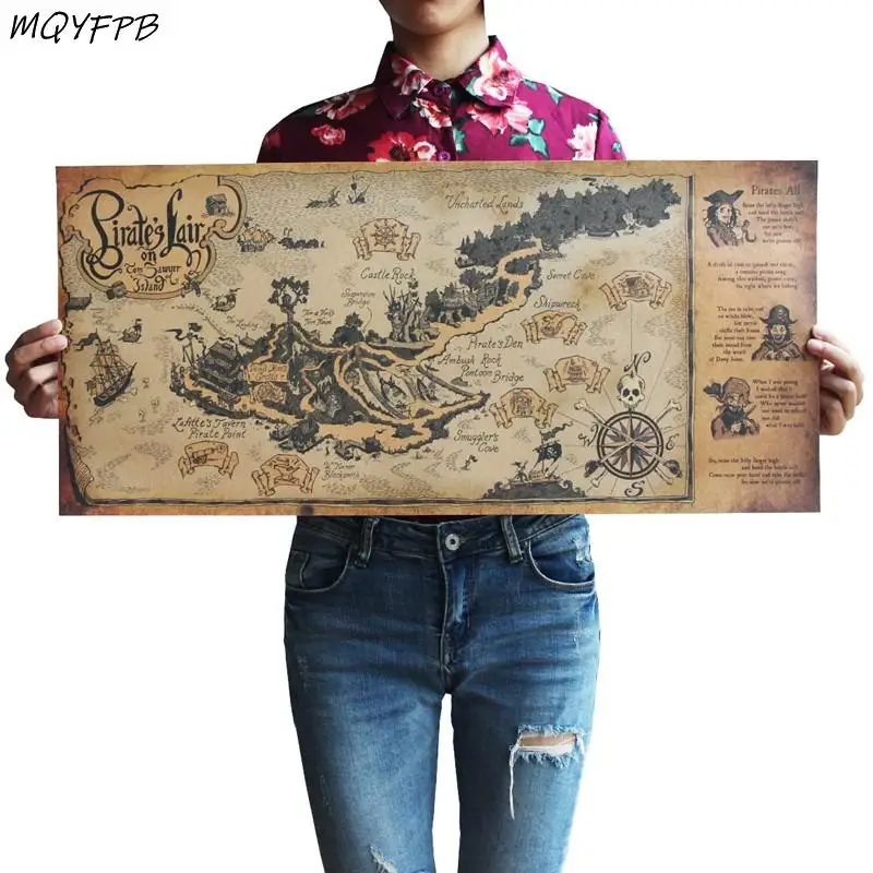 

Island Nest Map Kraft Paper Poster Home Decoration Painting Wall Sticker 72.5x33cm