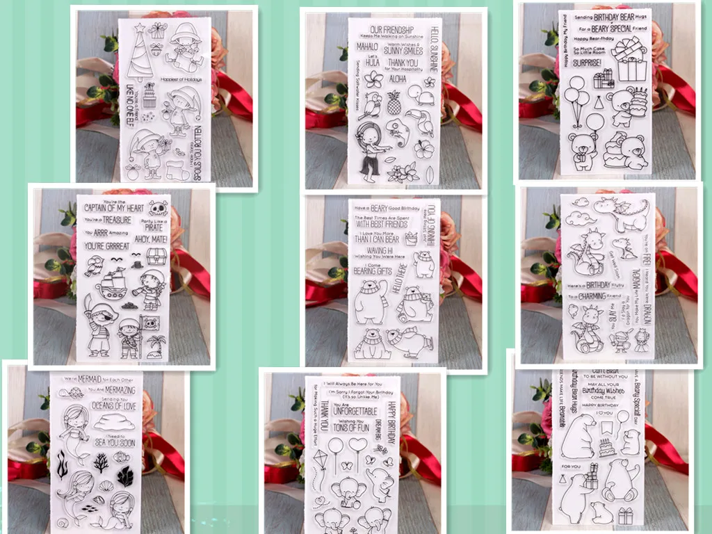 Прозрачный силиконовый очистить резиновый штамп листов для скрапбукинга