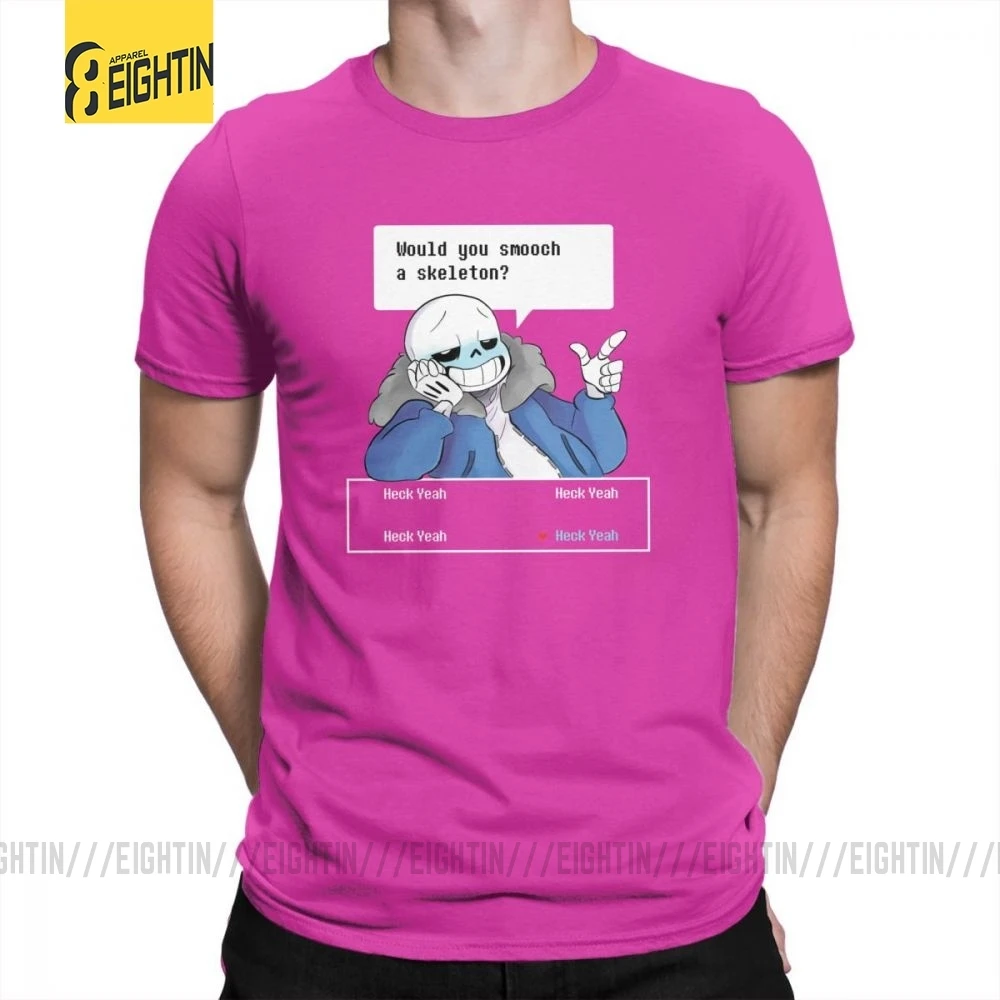 Футболки Undertale Новые мужские футболки с круглым вырезом из чистого хлопка с коротким рукавом для отдыха больших размеров - Цвет: Fuchusia