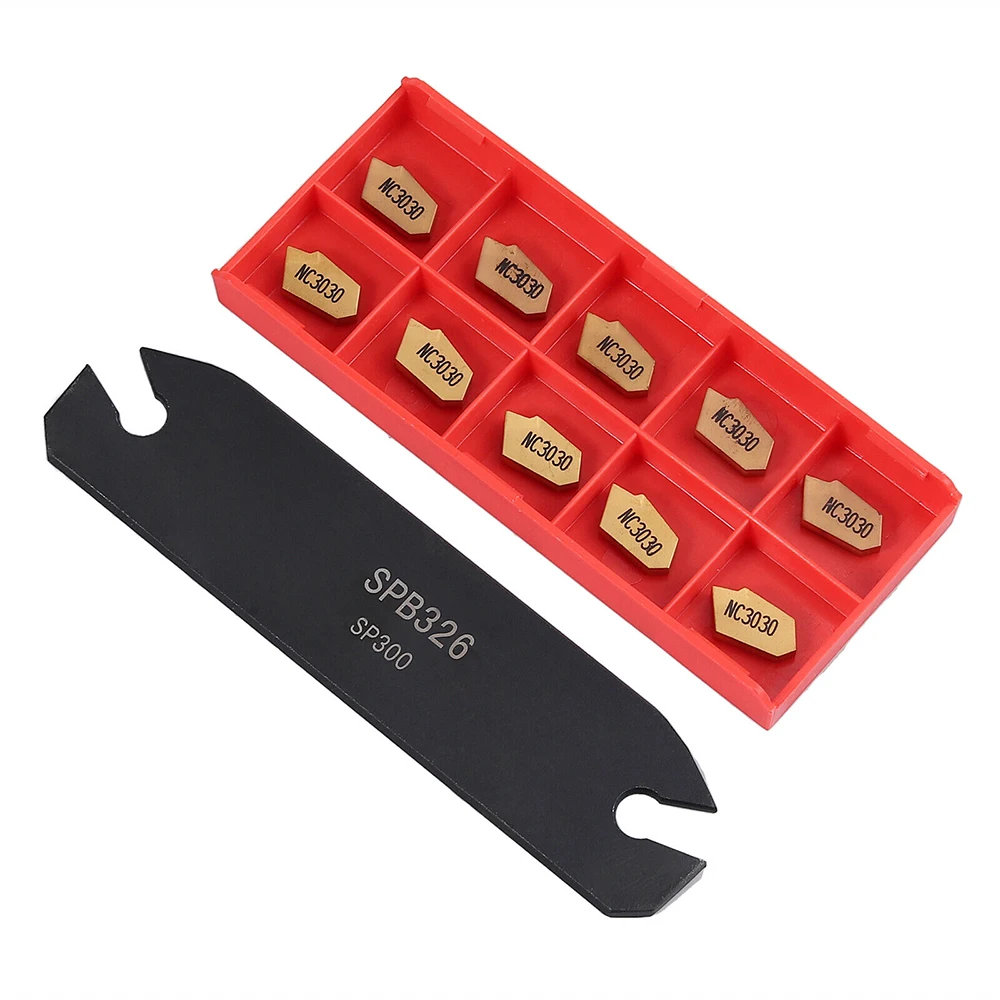 

Lathe Turning Tools SPB26-3 26mm Parting Grooving Cut-Off Tool with 10Pcs GTN-3 SP300 Cut-Off Carbide Inserts