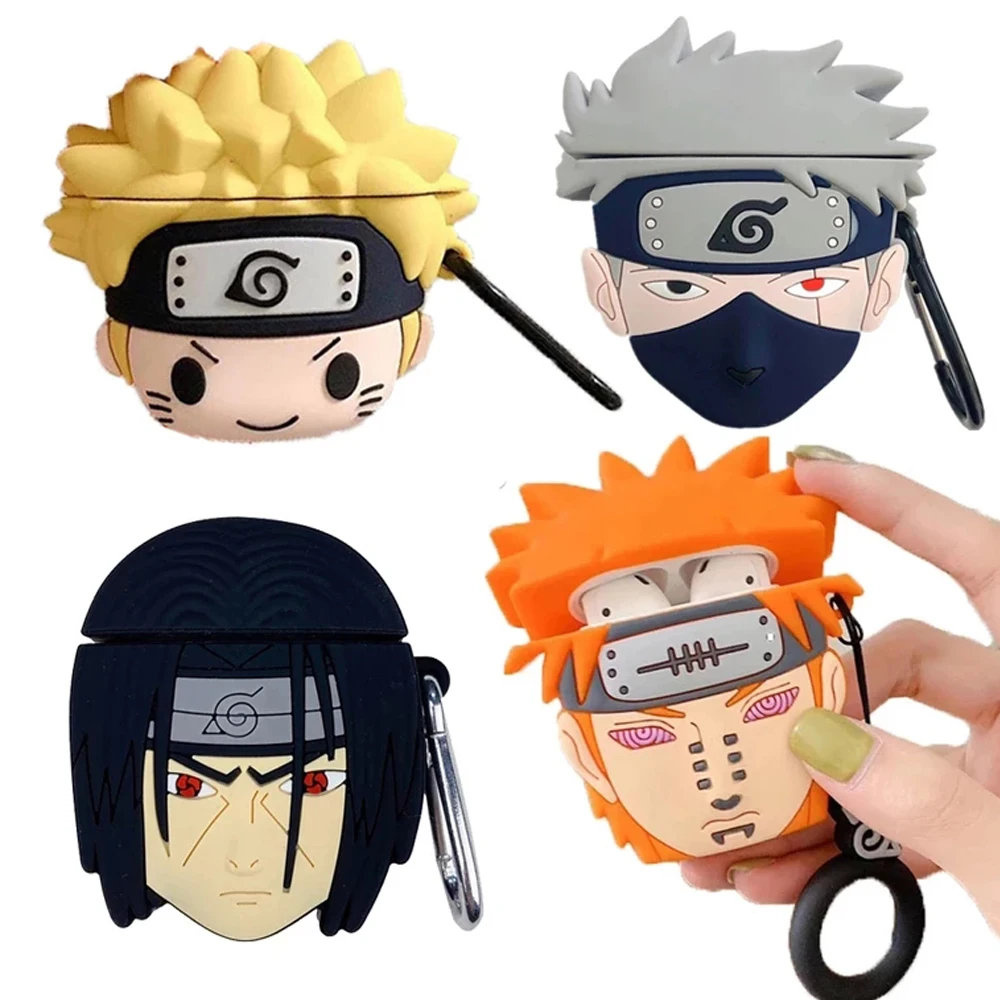 Naruto Anime Earphone Case For Apple Airpods 3 Kakashi Uchiha Jiraiya Headphone Protective Soft Shell Cover Toy Kids Adult Gift