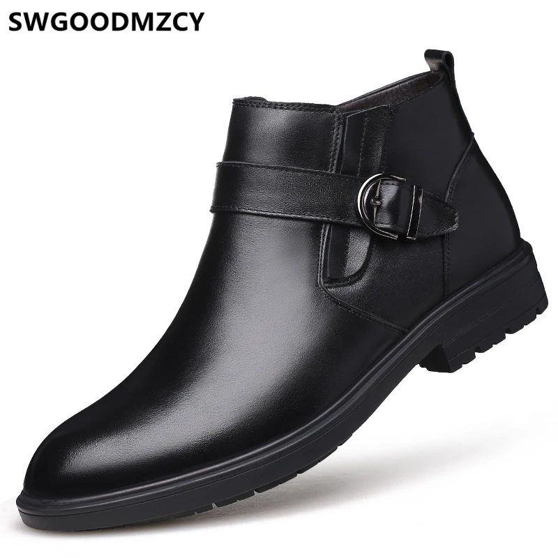 Высокие ботинки Мужские Кожаные Мужская обувь зимняя зимние сапоги Bottines Homme Botas De