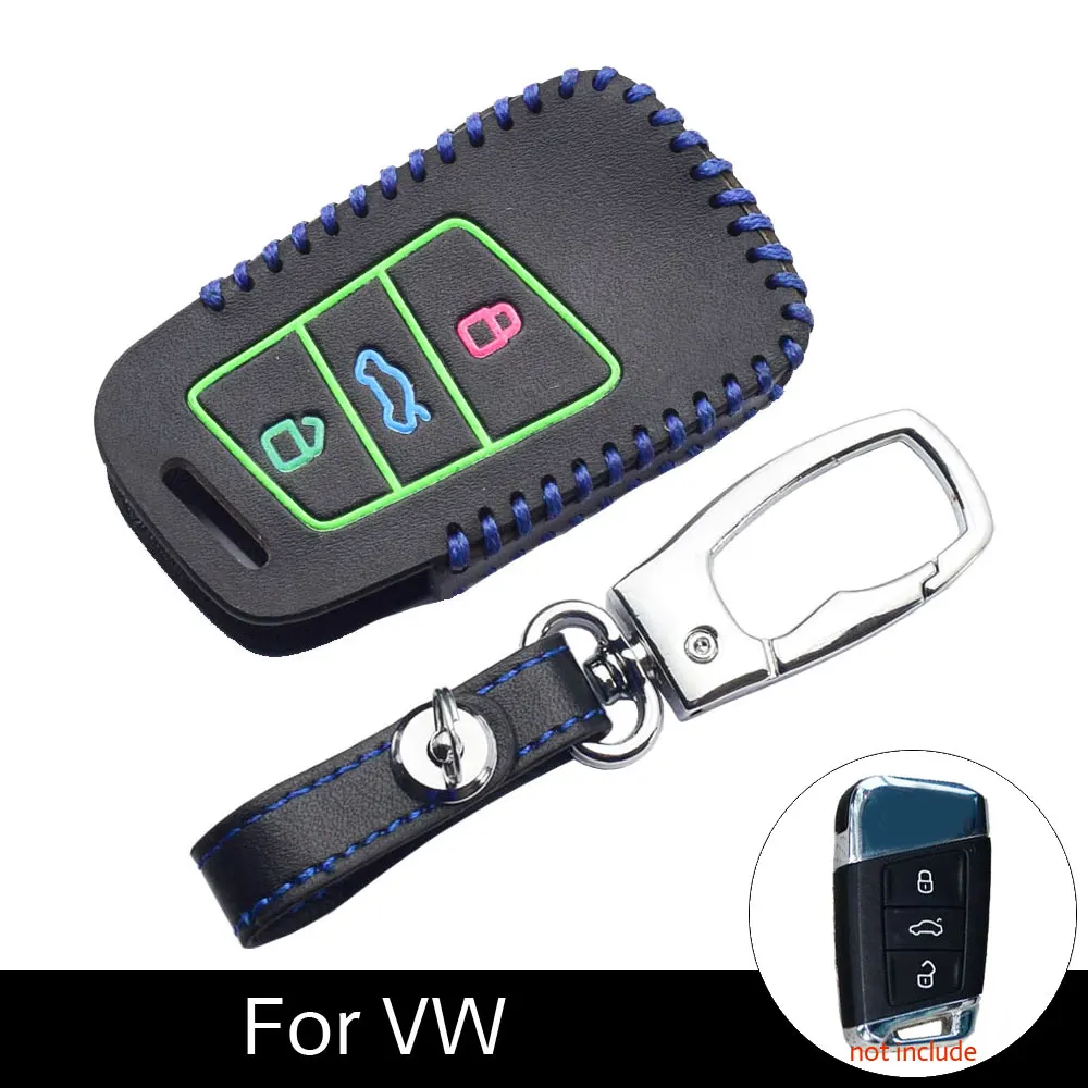 Светящийся кожаный чехол для ключей для Volkswagen VW Passat B8 T-Rock Amarok Polo Arteon Scirocco Touareg дистанционный чехол для ключа