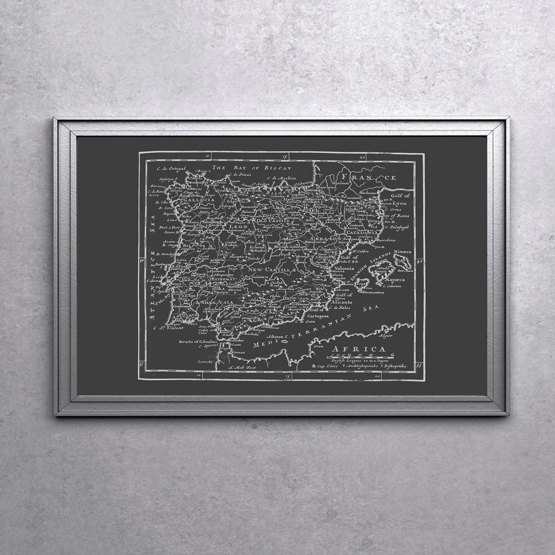 

Старинная карта Испании-Старая карта Испании, чертежная карта, офисное искусство стен, профессиональная репродукция