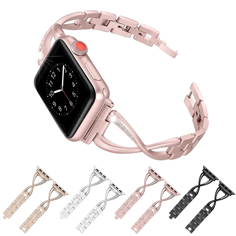 Бриллиантовые женские ремешок для наручных часов Apple Watch 38/40/42/44 мм браслет из