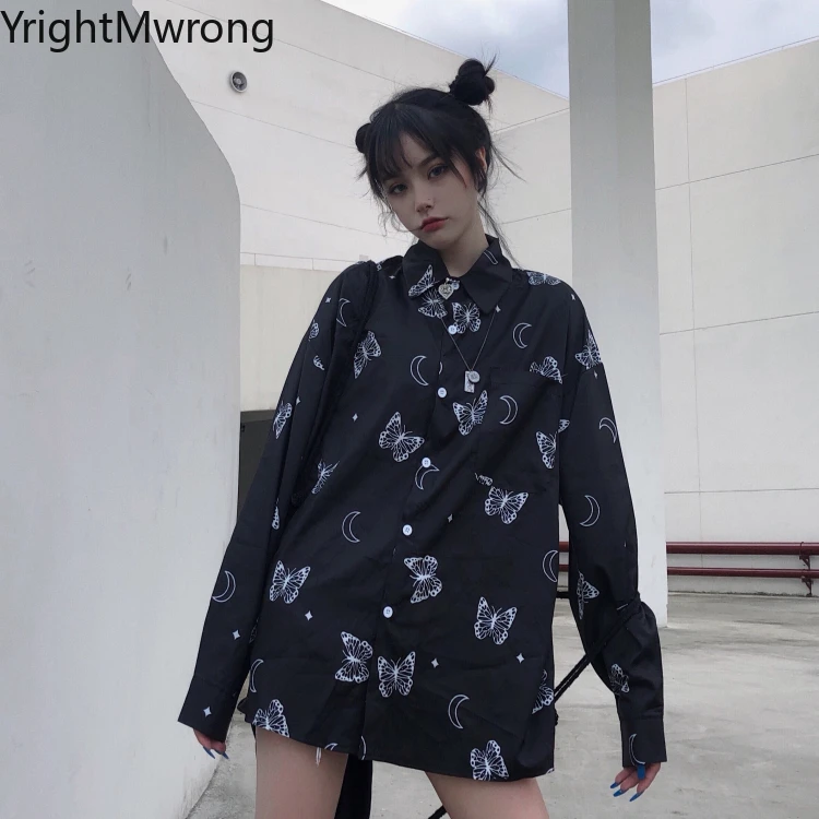 Женская Длинная блузка в стиле Харадзюку фиолетовая большого размера с коротким