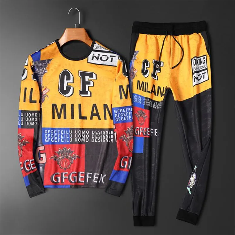 Мужской спортивный костюм из эластичного хлопка толстовка с длинным рукавом и 3d