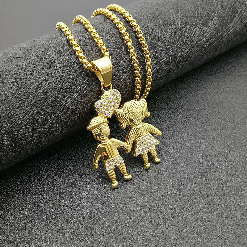 Мужское колье Стразы в стиле хип хоп из нержавеющей стали|Ожерелья с подвеской| |