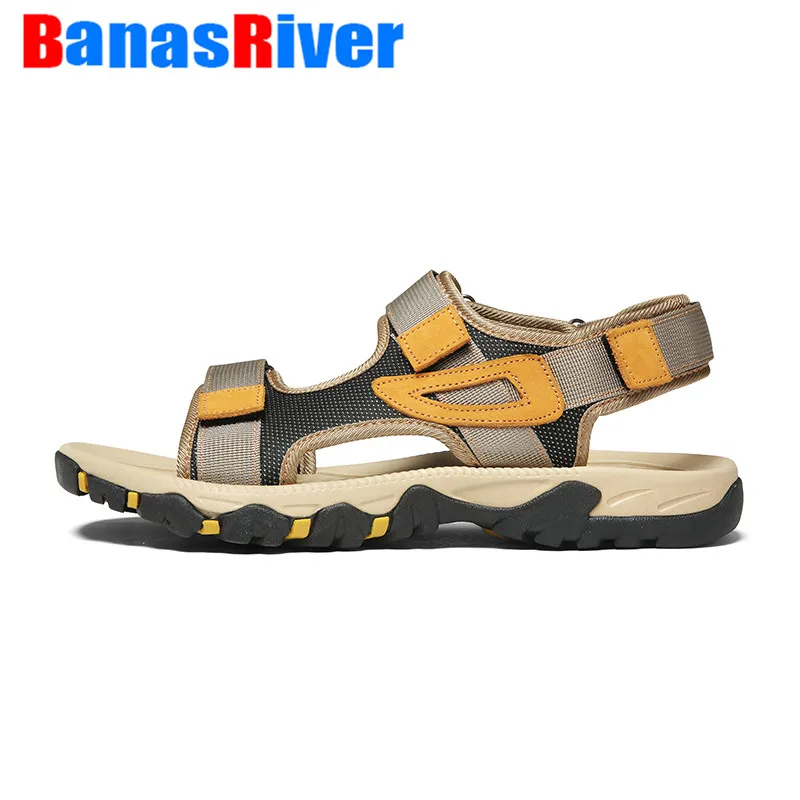 Мужские кожаные сандалии на плоской подошве Классическая Повседневная