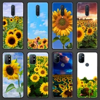pretty sunflower flower summer phone case for oneplus 9 8 7 7t pro 9rt 9r 8t z oneplus nord n100 n200 n10 ce 2 5g black cover