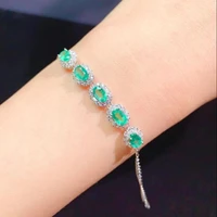 charm 925 silver bracelets feminine real natural emerald stone bracelets hand chain fashion costume jewelry women 2021 trend