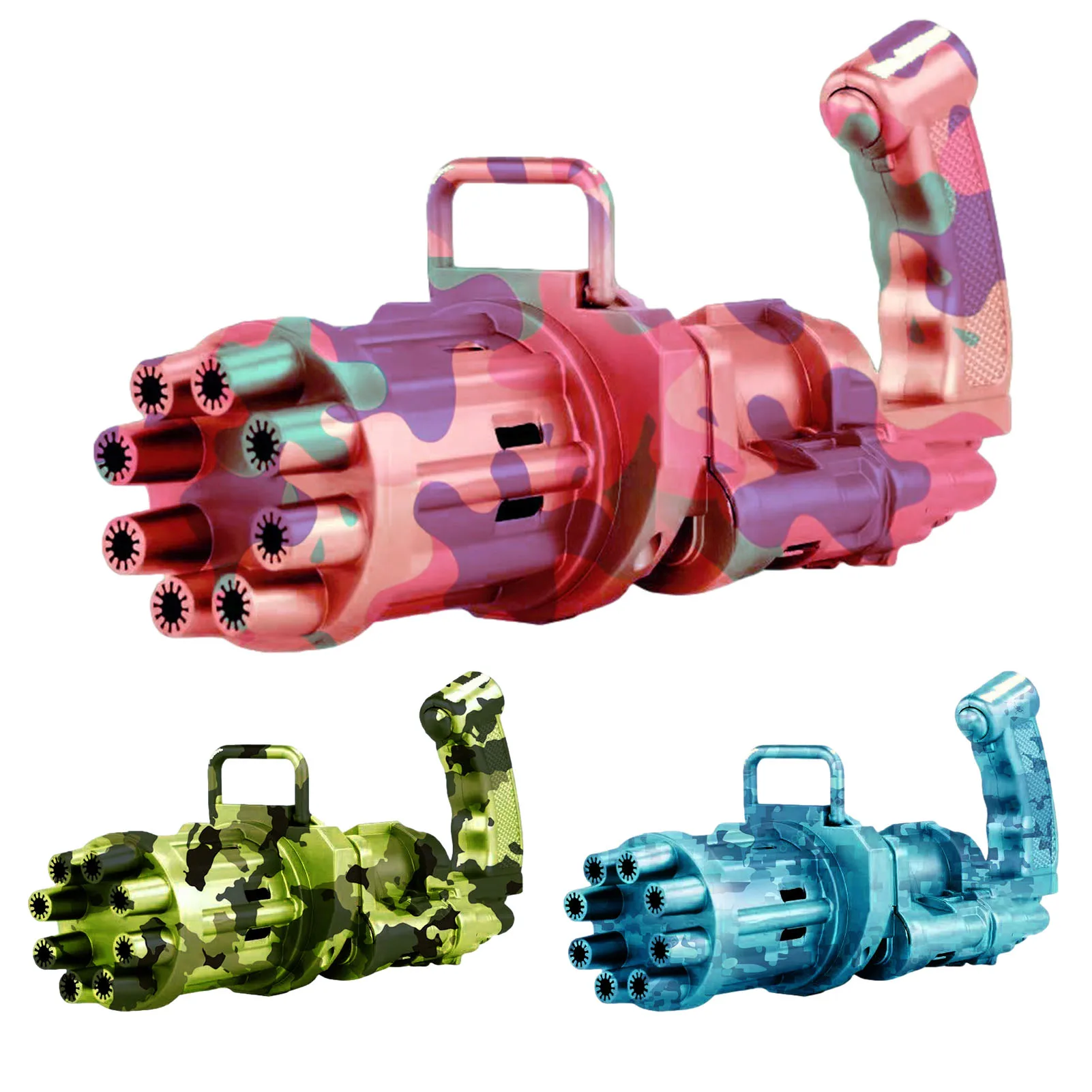 

Детский автоматический пистолет для пузырей Gatling, игрушки, летняя машина для мыльных пузырей с водой 2 в 1, электрическая машина для пузырей д...