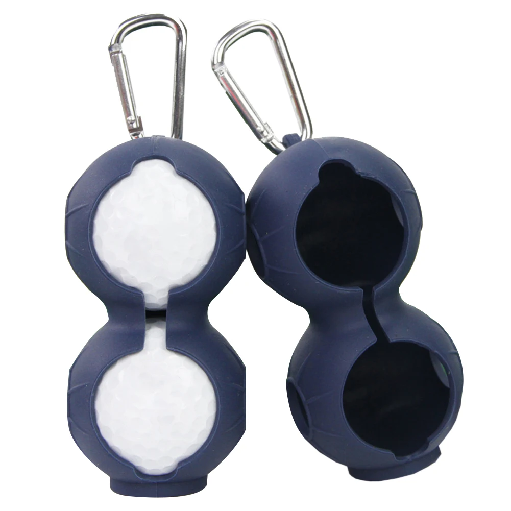 Dark Blue Чехол для мяча для гольфа, подарок, держатель карабина, двойной силиконовый, портативный, мягкий, устойчивый к падению рукав, прочные спортивные аксессуары, брелок - Цвет: Dark Blue
