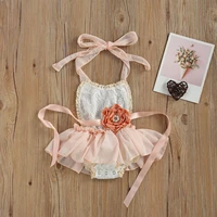 0 24m baby girls princess romper dress lace print sleeveless flowers belt ruffles jumpsuits baby tutu dress birthday outfits