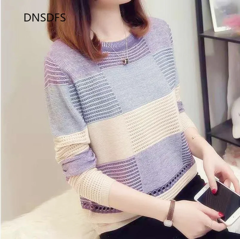 Осенне-зимние пуловеры с круглым вырезом свитера Повседневная вязаная рубашка