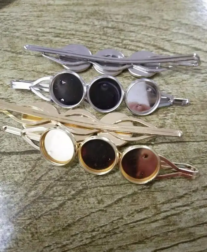 

5pcs inside 12mm with 3 cameo High Quality 2 Colors Plated Copper Material Hair Clips Hairpin Base Setting DIY Hair Accessories