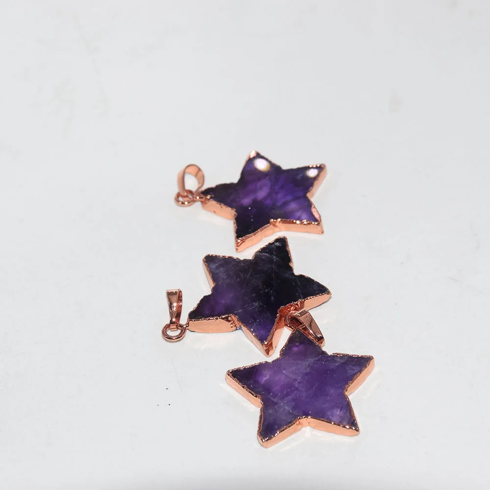 Натуральный фиолетовый камень аметист звезды кулон для женщин 2021 резные чакра