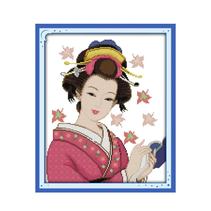 Книга для вышивки крестом с изображением японской Девушки 18ct 14ct холсты стежков |