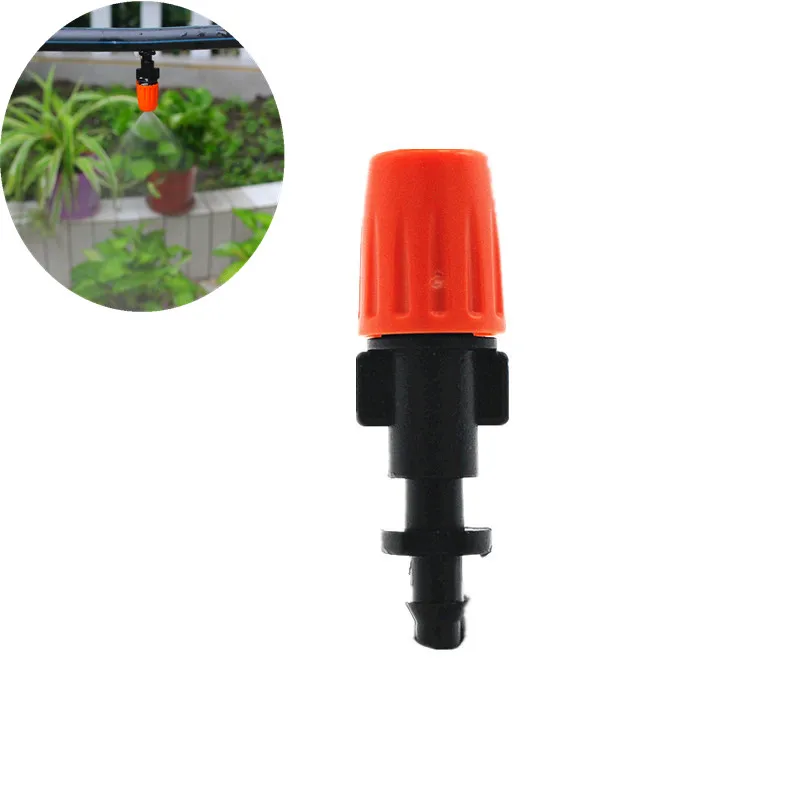 

50PCS Yellow Adjustable Sprinkler With 1/4" Barb Connector Garden Irrigation Fittings Atomizing Sprinkler Drip Fitting Watering