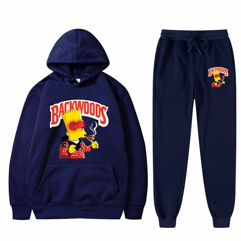 

Fashion brand Backwoods Men's Set Fleece Hoodie Pant Thick Warm Tracksuit Sportswear Hooded Track Suits Male Sweatsuit Tracksuit