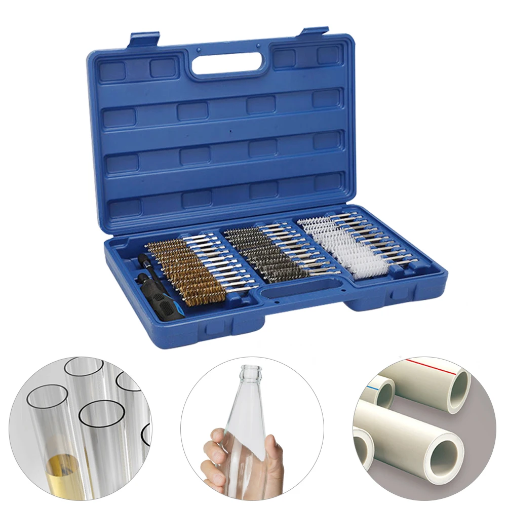 

38Pcs Cleaning Brush Kit Industrial Wire Brush Ratchet Hexagonal Handle Pipe Tube Cleaning Brushes Hand Tools