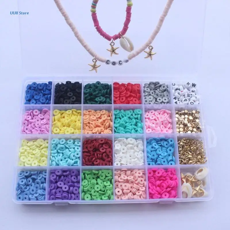 

24 Colors 4000Pcs Loose Beads Polymer Clay Clothing Accessories for DIY Handmade Craft Jewelry Necklace XX9D