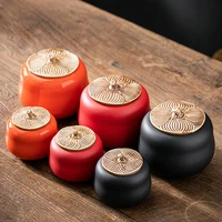 persimmon tea cans ceramic sealed food cans home coffee beans candy storage cans jewelry cosmetic storage boxes home decoration