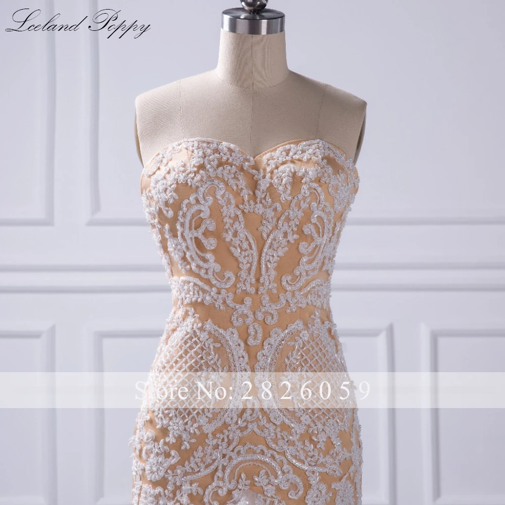 Lceland Poppy Women's Strapless Mermaid Tulle Wedding Dress Sleeveless Lace Appliques Natural Waist Cathedral Train Bridal Gowns | Свадьбы