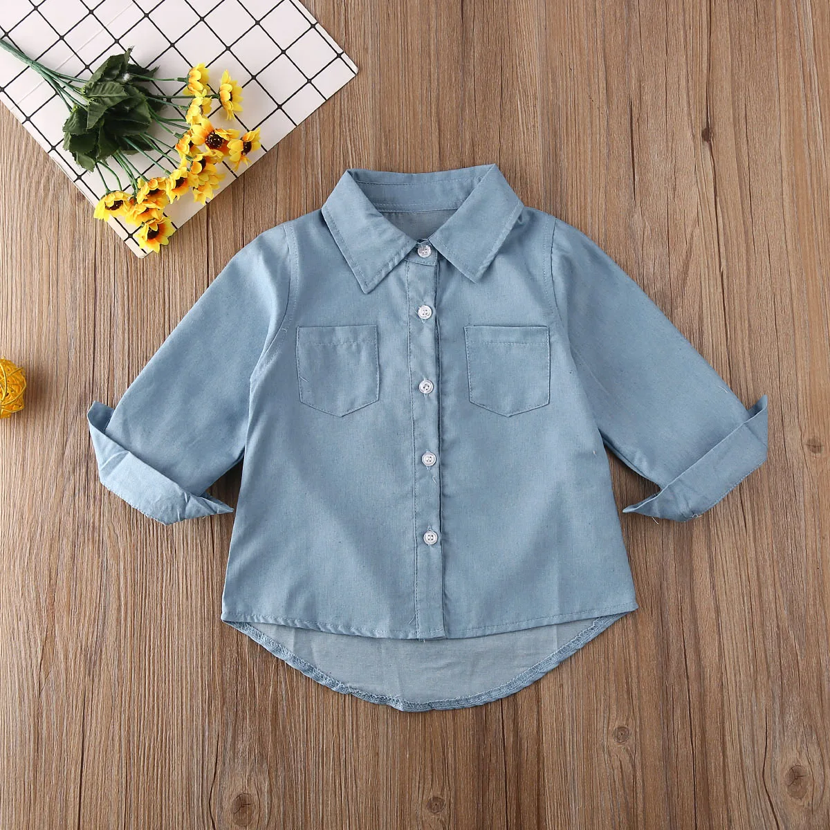 Baby Summer Clothing Toddler Kids Baby Girl Winter Clothes Denim Tops T-Shirt Warm Coat Letter Long Sleeve Shirt 2-7T