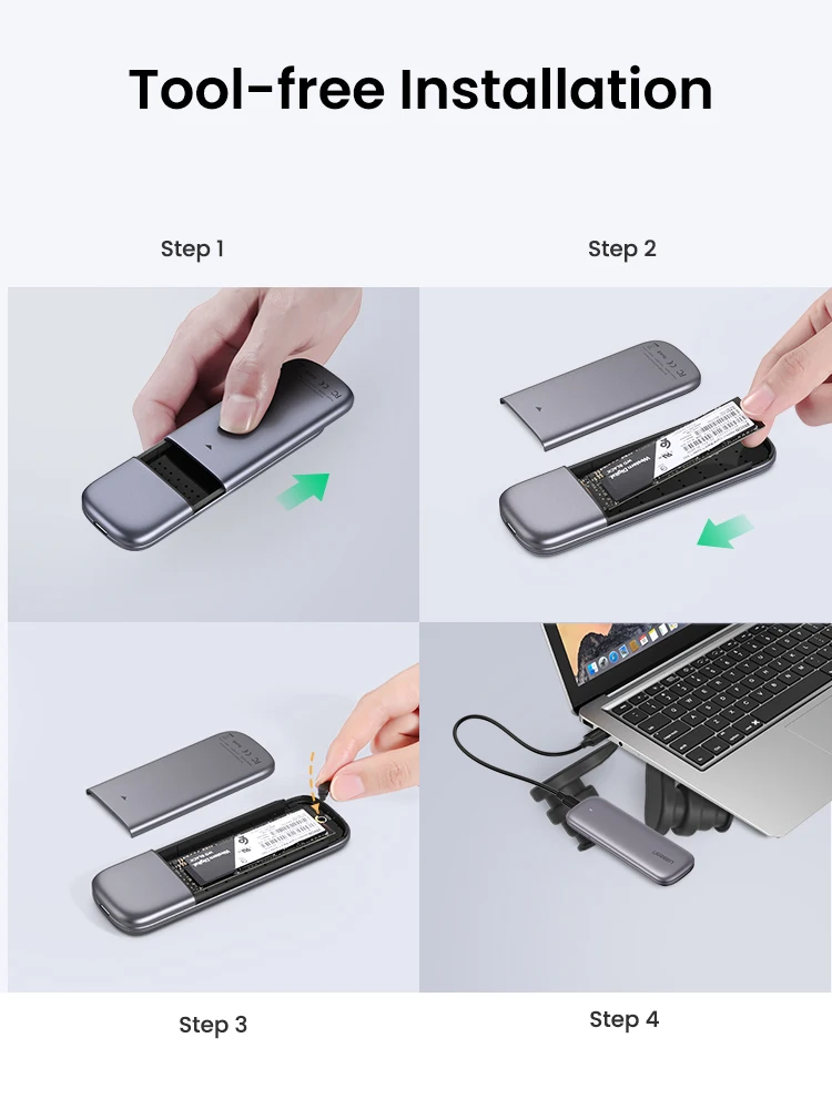 UGREEN M2 SSD Case NVME Enclosure M.2 to USB Type C 3.1 SSD Adapter for NVME PCIE NGFF SATA M/B Key SSD Disk Box M.2 SSD Case