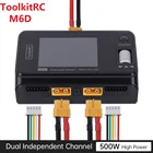 Интеллектуальное зарядное устройство ToolkitRC M6D 500w 15A DC с двойным зарядным устройством, балансировка батареи для 1-6S Lipo LiHV Lion NiMh Pb Cell