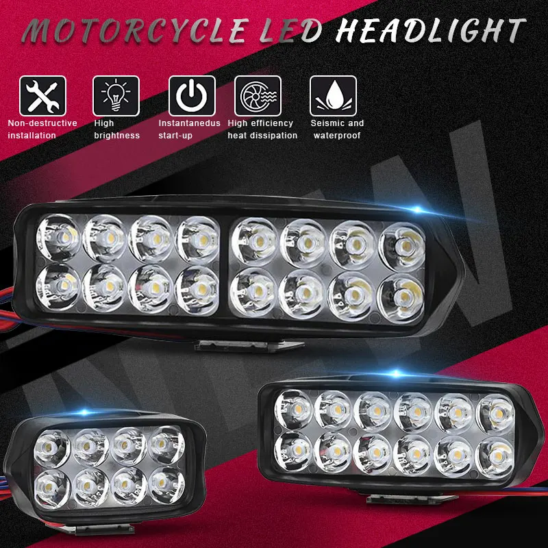 DERI Motorcycle Headlight Spotlight Bulb LED 8/12/15/16LED spot Light Fog Driving Lamp For ATV UTV Scooter Lighting |