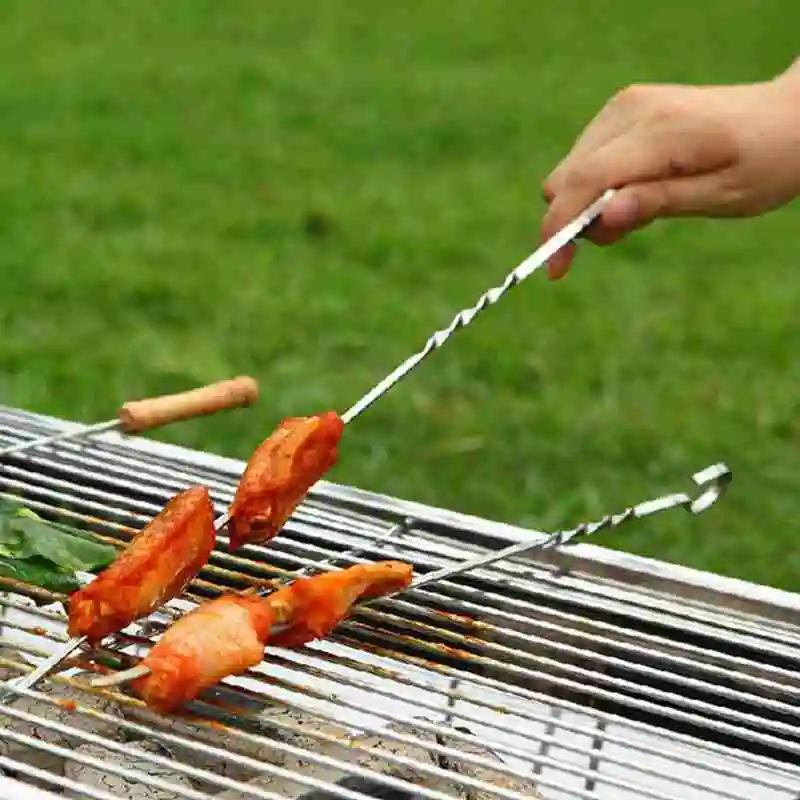 10 шт. Сталь барбекю иглы гриль кабоб из Шашлыка на плоской подошве шампура Bbq игла