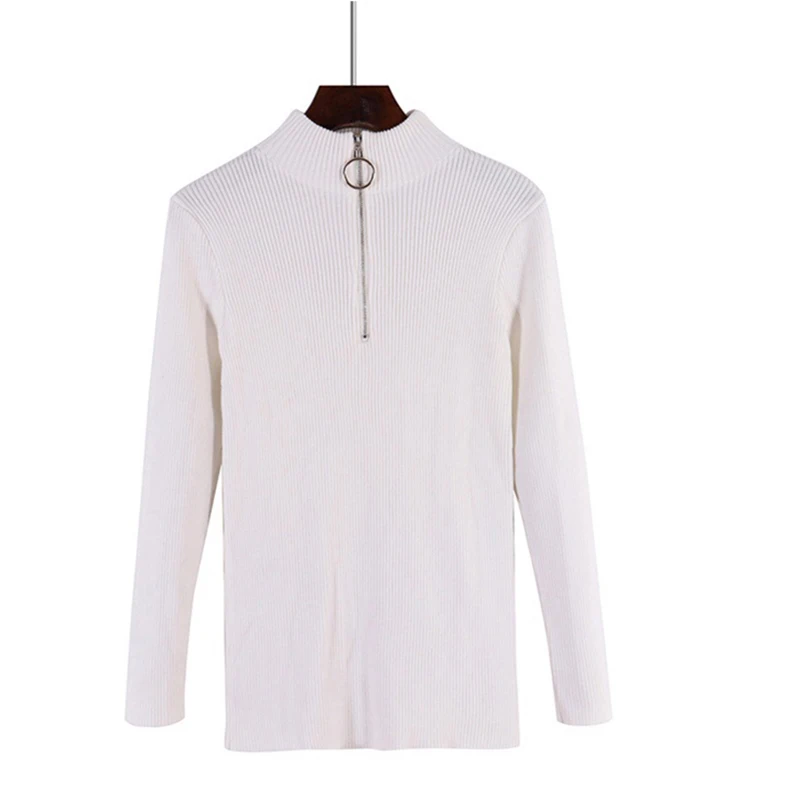 Осенне-зимний Повседневный Женский Однотонный свитер с высоким воротником