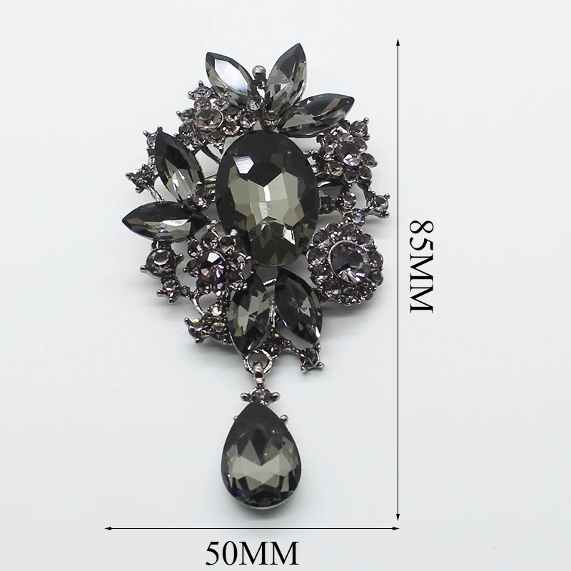 

1pc/lot 85*50MM Glass Rhinestone Shank Buttons Zinc Alloy Drop Pendant Button for Weding Clothing Women Hair Accessories Deccor
